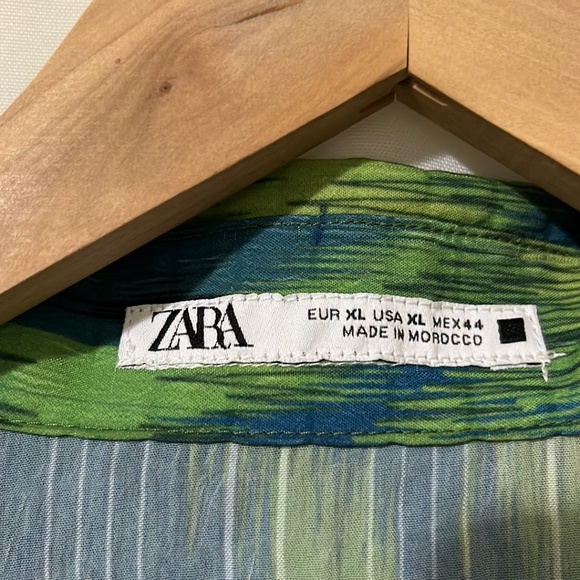 NWT Zara Green and Blue Short Sleeve Dress - Picture 2 of 4